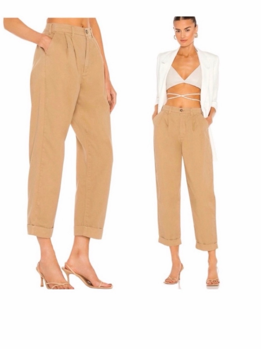 Pistola Kellin Pleated Trousers in Khaki - Sz 27